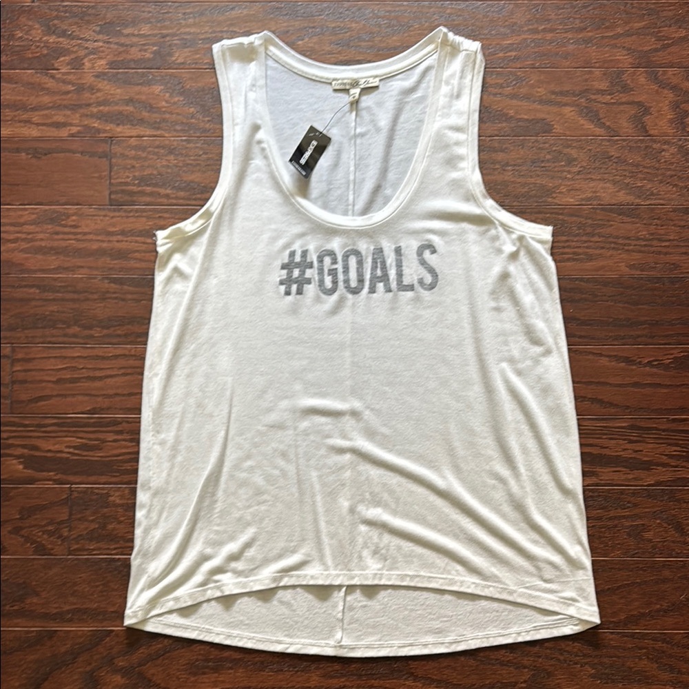 Express Cream Tank Top with Bold #GOALS Print